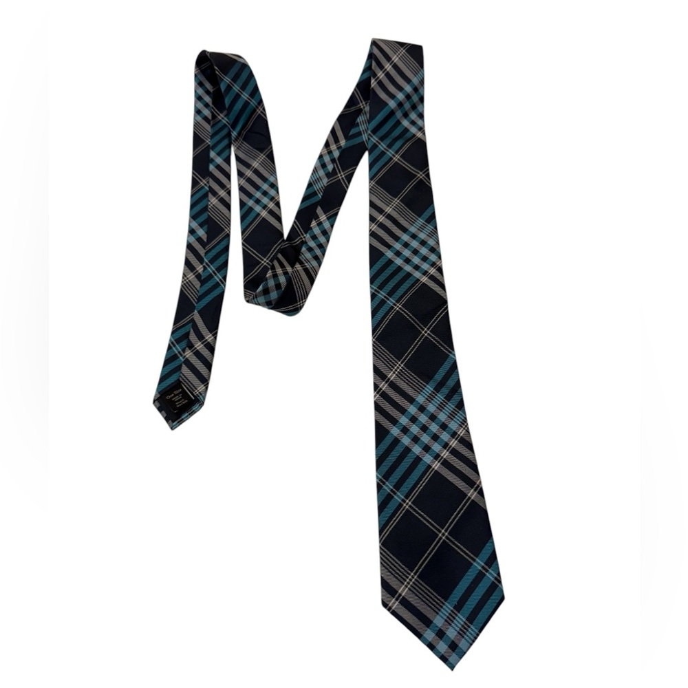 Banana Republic Factory Silk Plaid Tie in Blue and Black Narrow EUC
